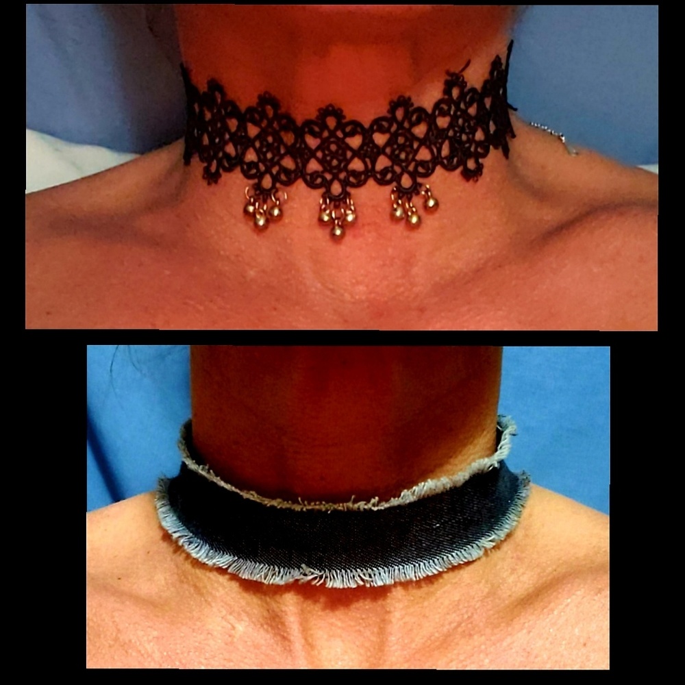 🎁 5/$10.  2 fabric choker necklaces